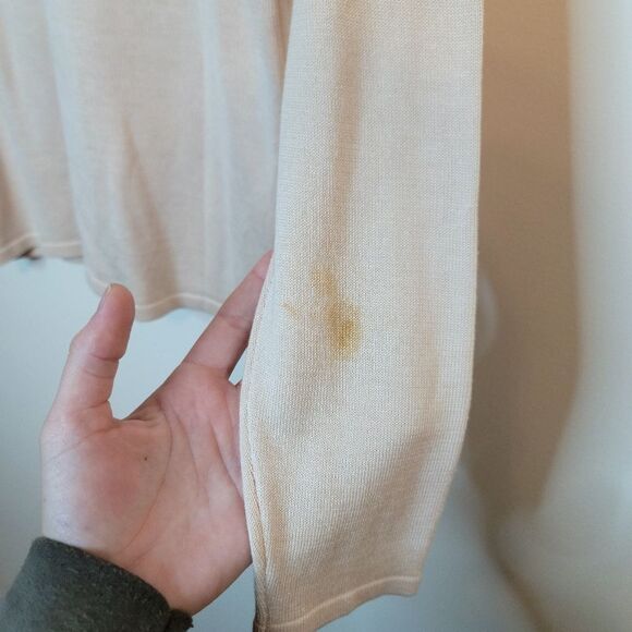 August Silk Knits Beige Sequin One Button Cardigan 100% Silk Size Small - Picture 6 of 11